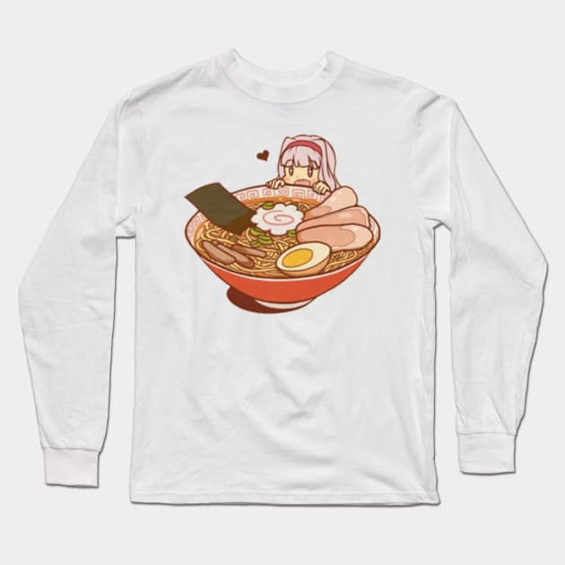 A Little Girl With A Bowl Noodles Long Sleeve T-Shirt by The Choosen One